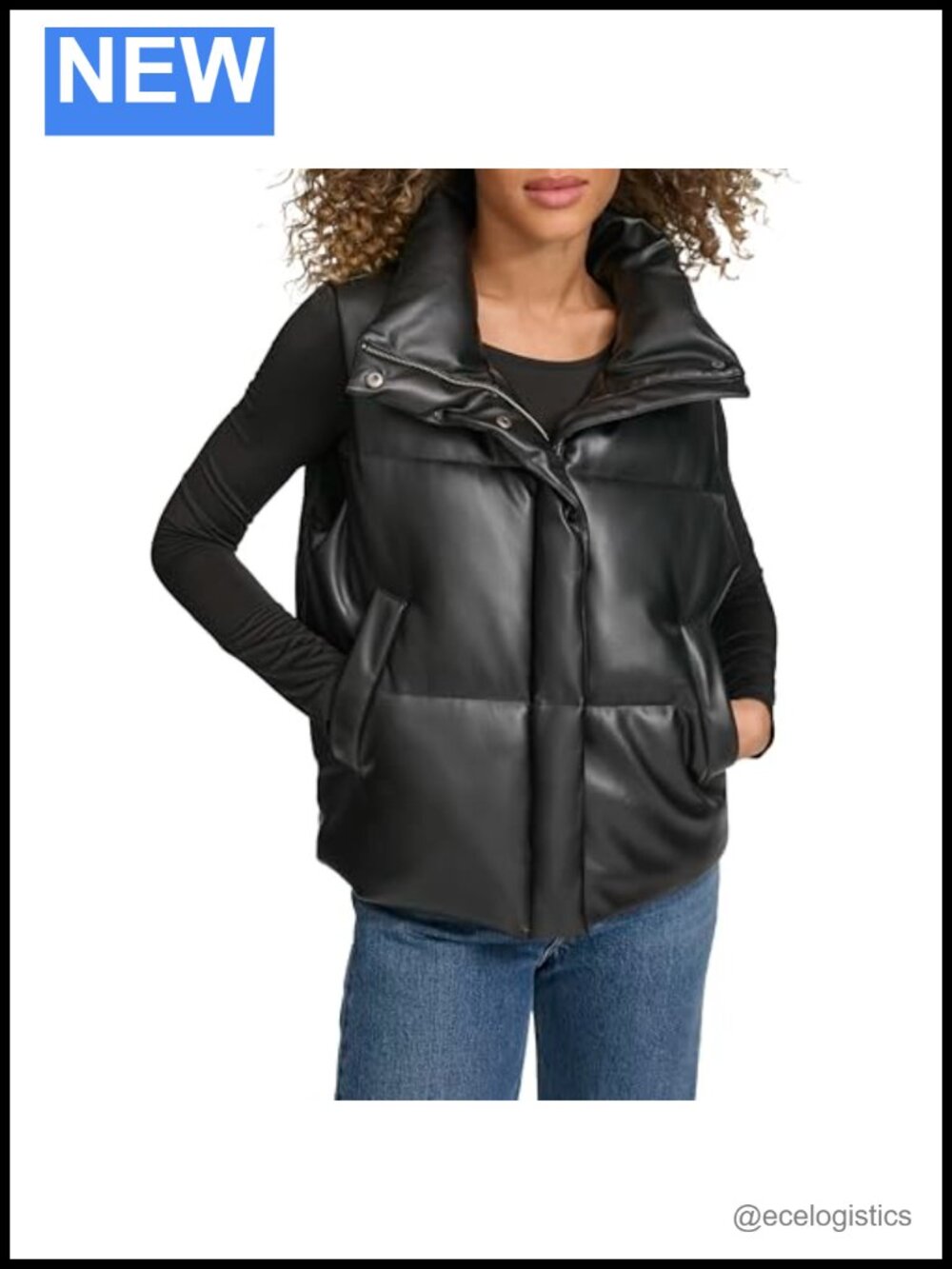 Levi's Vegan Leather Quilted Short Puffer Vest Water Resistant Sleeveless